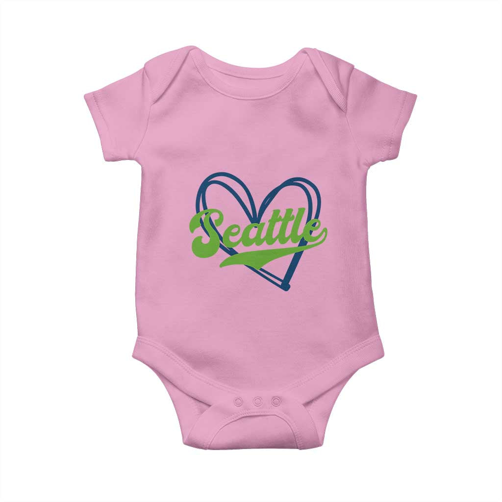 Seattle Heart Blue and Green Game Day Sports Fan Baby Onesie TS02 Light Pink Print Your Wear