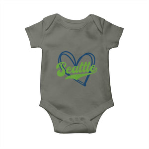 Seattle Heart Blue and Green Game Day Sports Fan Baby Onesie TS02 Military Green Print Your Wear