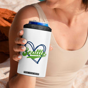 Seattle Heart Blue and Green Game Day Sports Fan 4 in 1 Can Cooler Tumbler TS02 Print Your Wear
