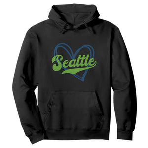Seattle Heart Blue and Green Game Day Sports Fan Hoodie TS02 Black Print Your Wear
