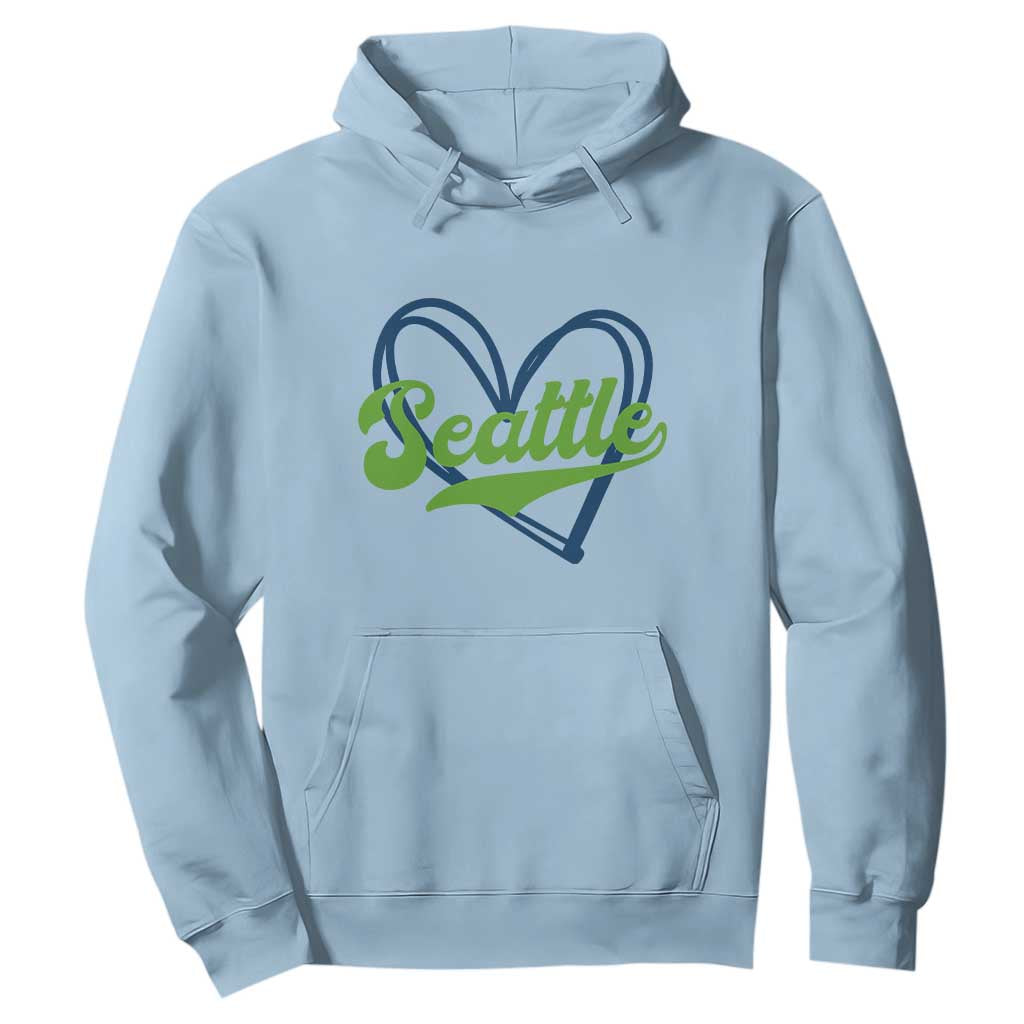 Seattle Heart Blue and Green Game Day Sports Fan Hoodie TS02 Light Blue Print Your Wear