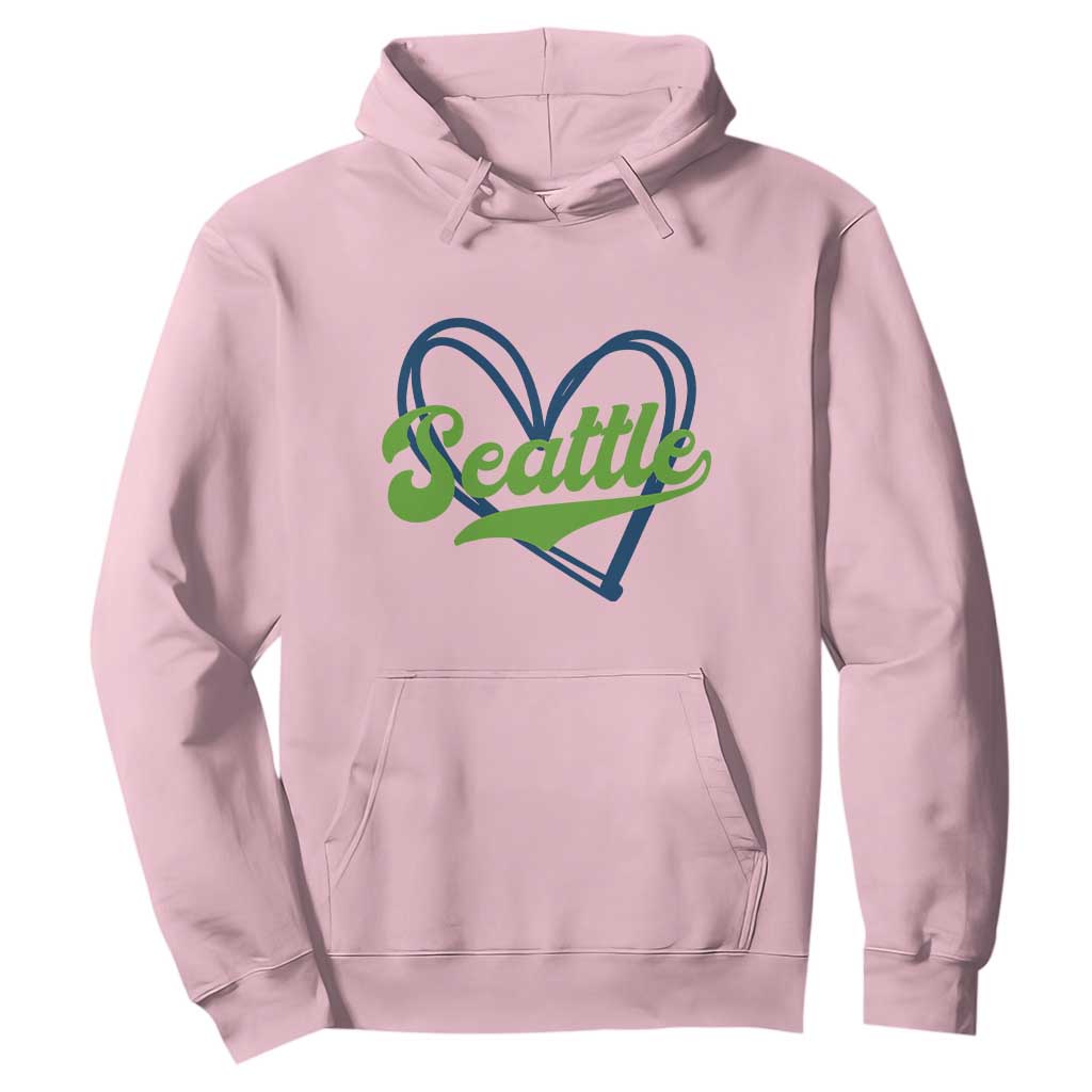 Seattle Heart Blue and Green Game Day Sports Fan Hoodie TS02 Light Pink Print Your Wear