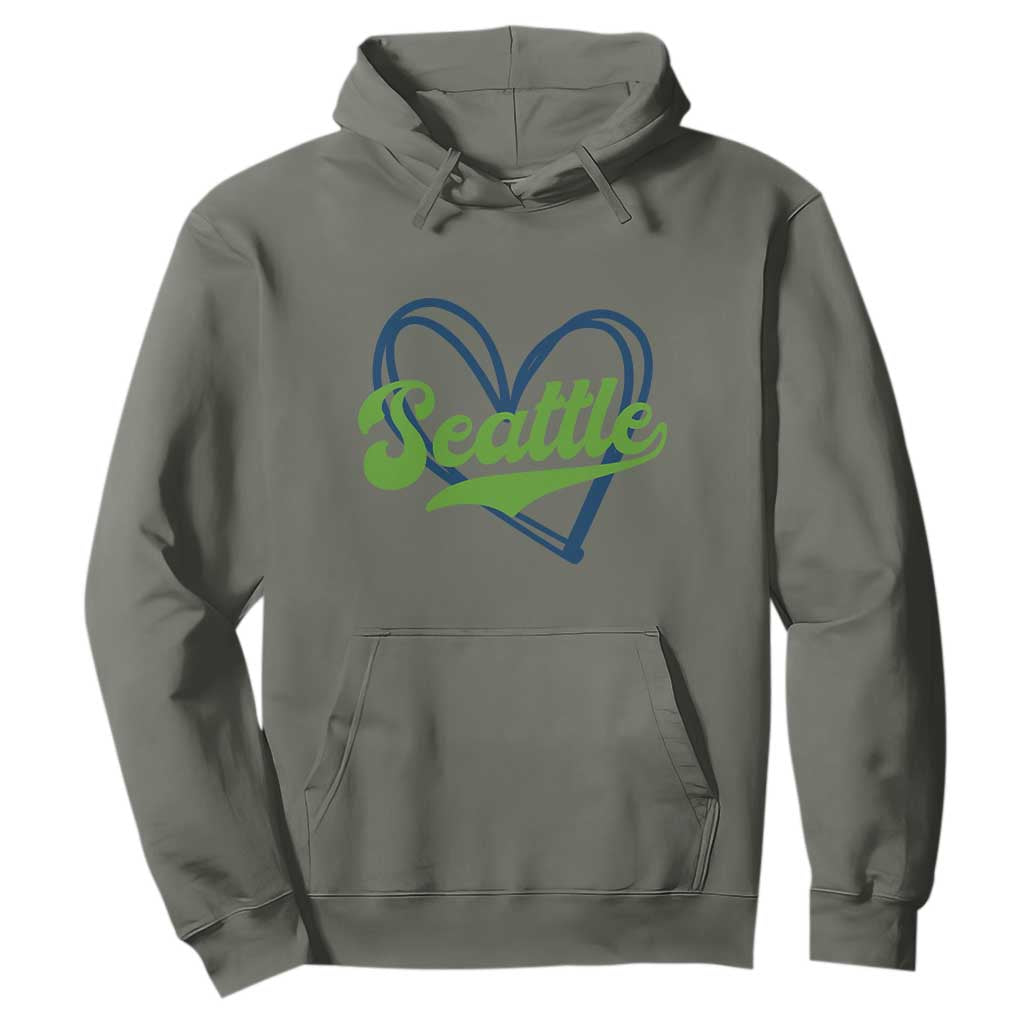 Seattle Heart Blue and Green Game Day Sports Fan Hoodie TS02 Military Green Print Your Wear