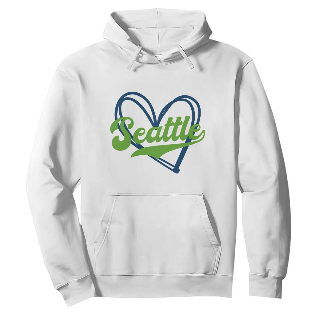 Seattle Heart Blue and Green Game Day Sports Fan Hoodie TS02 White Print Your Wear