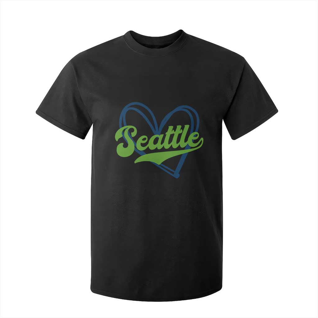 Seattle Heart Blue and Green Game Day Sports Fan T Shirt For Kid TS02 Black Print Your Wear