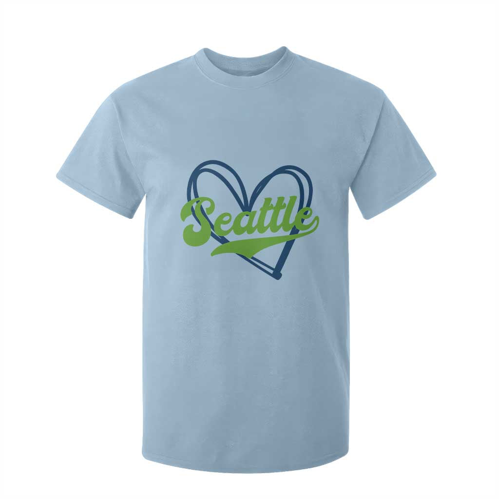 Seattle Heart Blue and Green Game Day Sports Fan T Shirt For Kid TS02 Light Blue Print Your Wear
