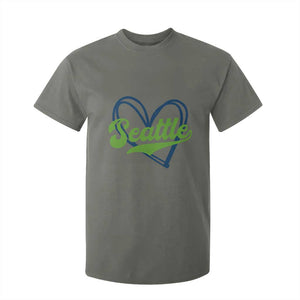 Seattle Heart Blue and Green Game Day Sports Fan T Shirt For Kid TS02 Military Green Print Your Wear
