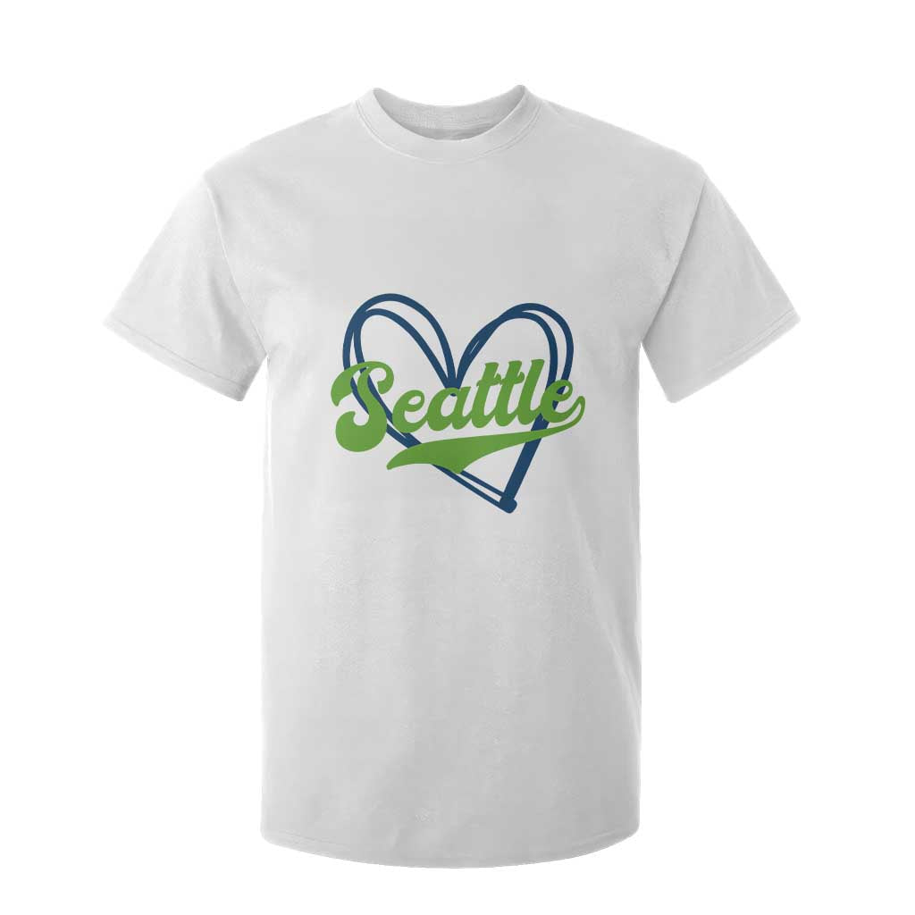 Seattle Heart Blue and Green Game Day Sports Fan T Shirt For Kid TS02 White Print Your Wear