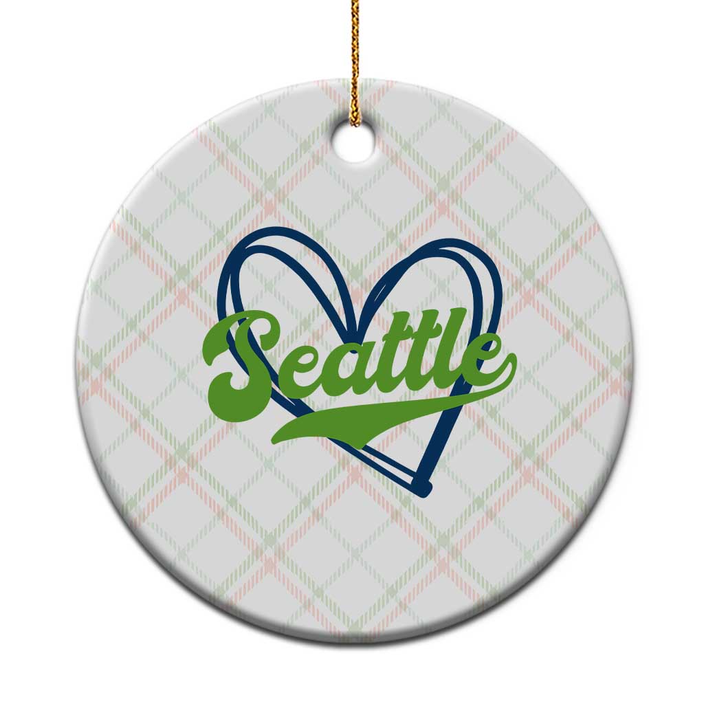 Seattle Heart Blue and Green Game Day Sports Fan Ceramic Ornament TS02 1pc Christmas Plaid Print Your Wear