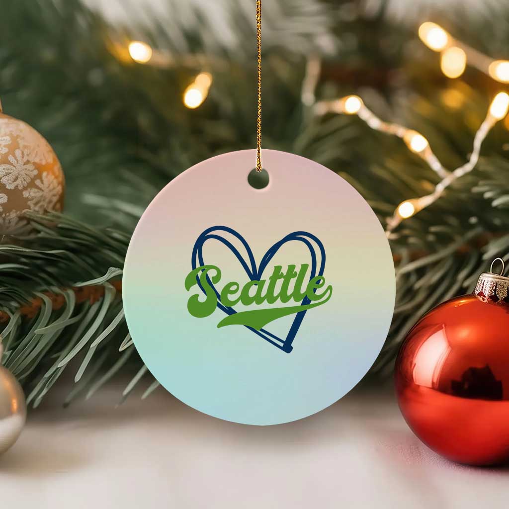Seattle Heart Blue and Green Game Day Sports Fan Ceramic Ornament TS02 1pc Pastel Print Your Wear
