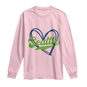 Seattle Heart Blue and Green Game Day Sports Fan Long Sleeve Shirt TS02 Light Pink Print Your Wear