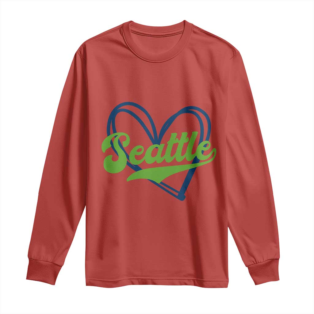 Seattle Heart Blue and Green Game Day Sports Fan Long Sleeve Shirt TS02 Red Print Your Wear