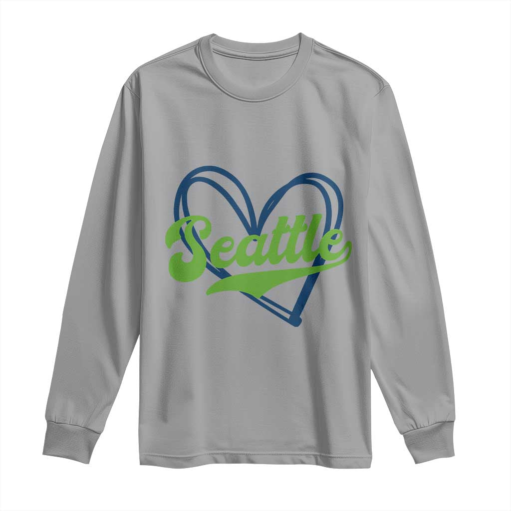 Seattle Heart Blue and Green Game Day Sports Fan Long Sleeve Shirt TS02 Sport Gray Print Your Wear