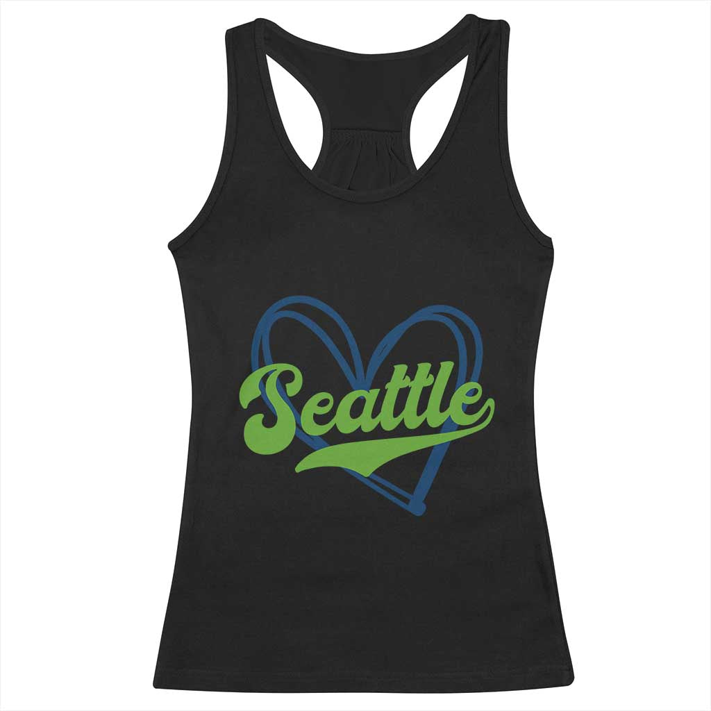 Seattle Heart Blue and Green Game Day Sports Fan Racerback Tank Top TS02 Black Print Your Wear