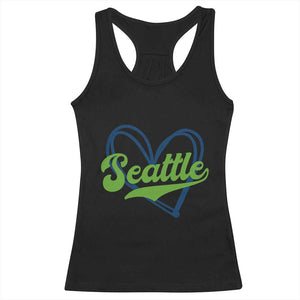 Seattle Heart Blue and Green Game Day Sports Fan Racerback Tank Top TS02 Black Print Your Wear