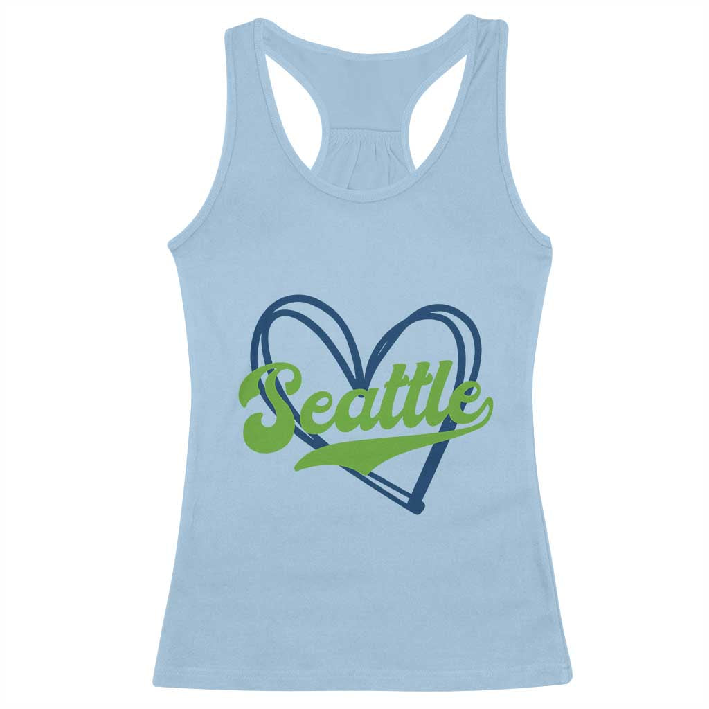 Seattle Heart Blue and Green Game Day Sports Fan Racerback Tank Top TS02 Light Blue Print Your Wear