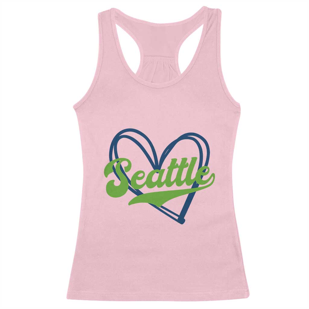 Seattle Heart Blue and Green Game Day Sports Fan Racerback Tank Top TS02 Light Pink Print Your Wear