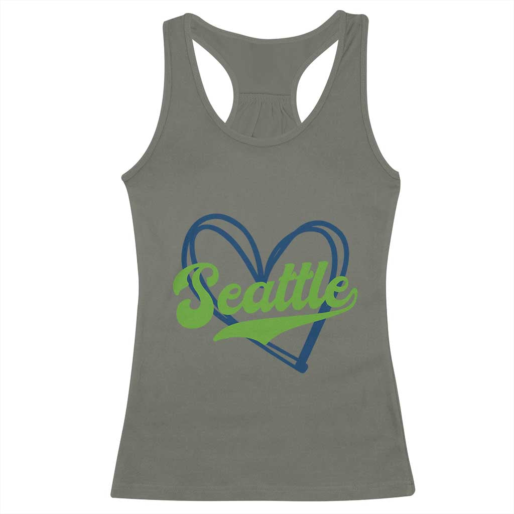 Seattle Heart Blue and Green Game Day Sports Fan Racerback Tank Top TS02 Military Green Print Your Wear