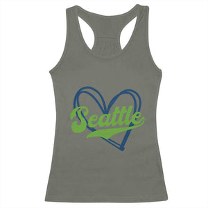 Seattle Heart Blue and Green Game Day Sports Fan Racerback Tank Top TS02 Military Green Print Your Wear