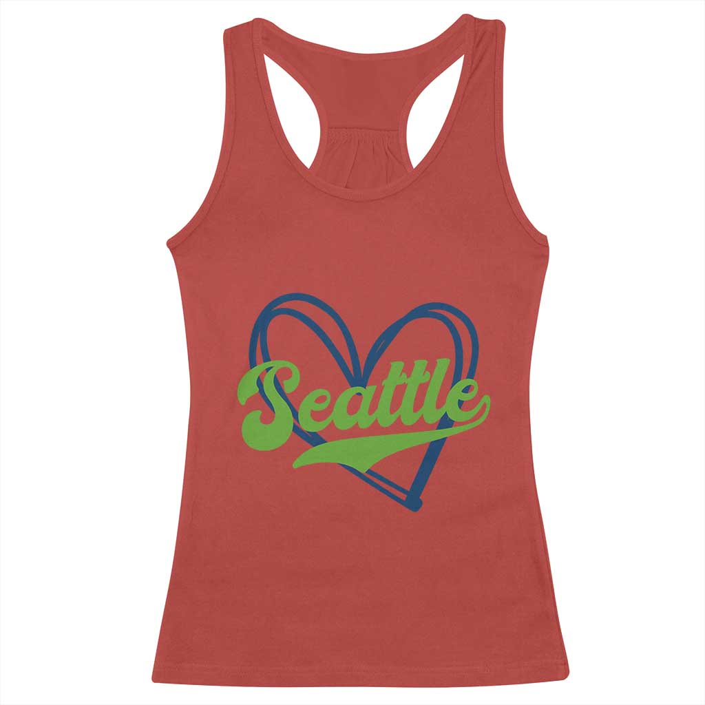 Seattle Heart Blue and Green Game Day Sports Fan Racerback Tank Top TS02 Red Print Your Wear