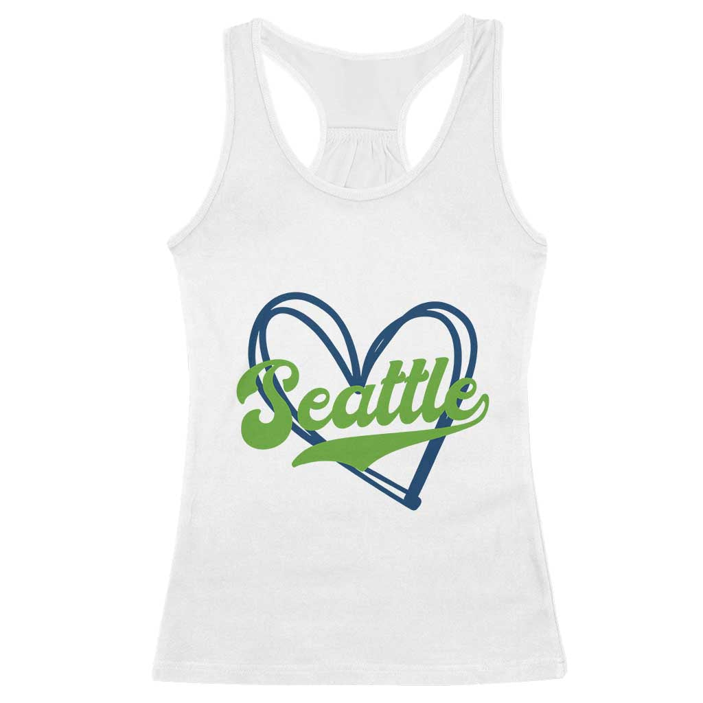 Seattle Heart Blue and Green Game Day Sports Fan Racerback Tank Top TS02 White Print Your Wear
