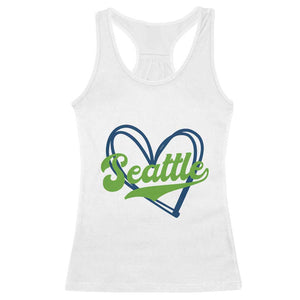 Seattle Heart Blue and Green Game Day Sports Fan Racerback Tank Top TS02 White Print Your Wear