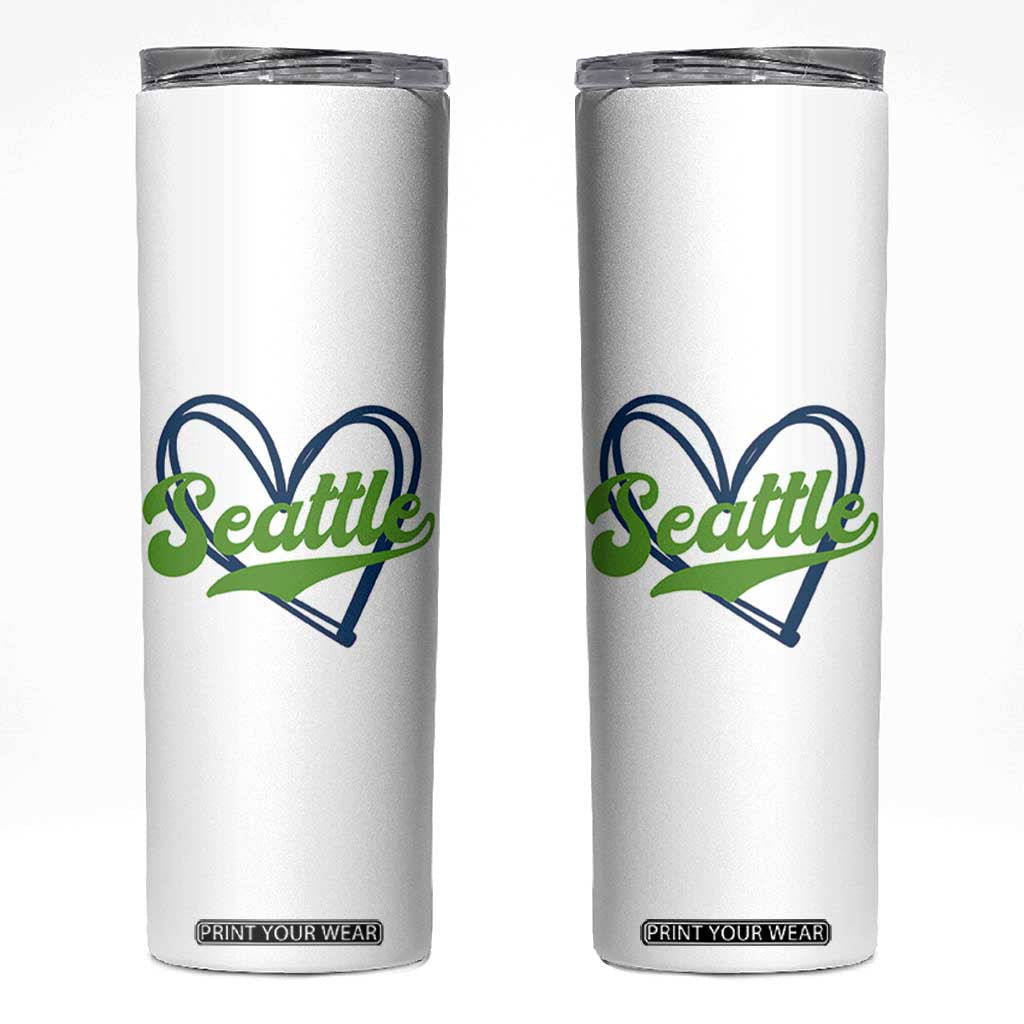 Seattle Heart Blue and Green Game Day Sports Fan Skinny Tumbler TS02 White Print Your Wear