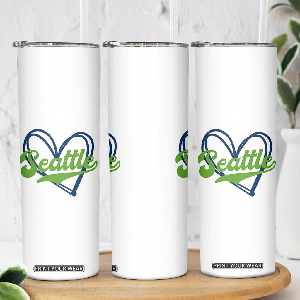 Seattle Heart Blue and Green Game Day Sports Fan Skinny Tumbler TS02 Print Your Wear