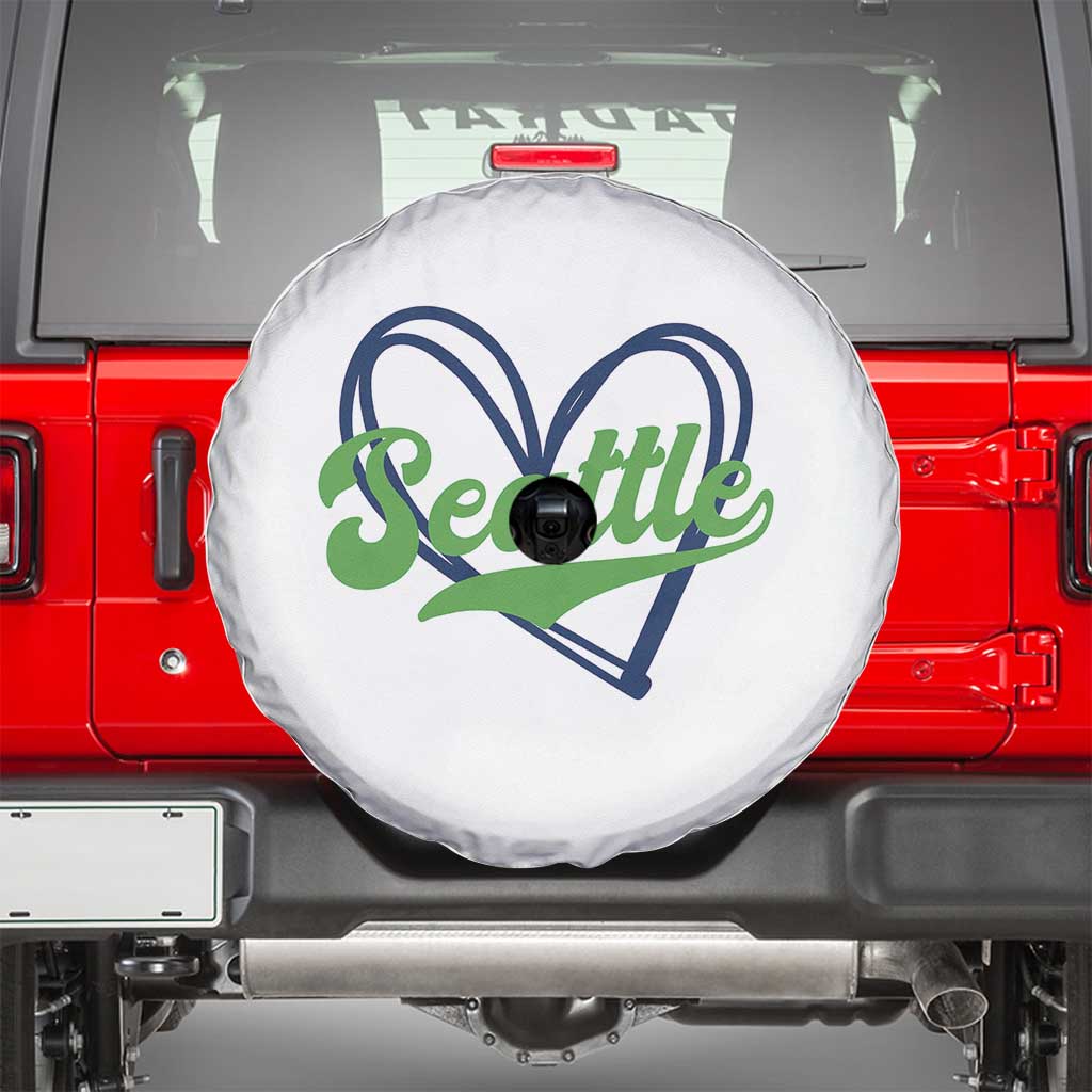 Seattle Heart Blue and Green Game Day Sports Fan Spare Tire Cover TS02 White Print Your Wear