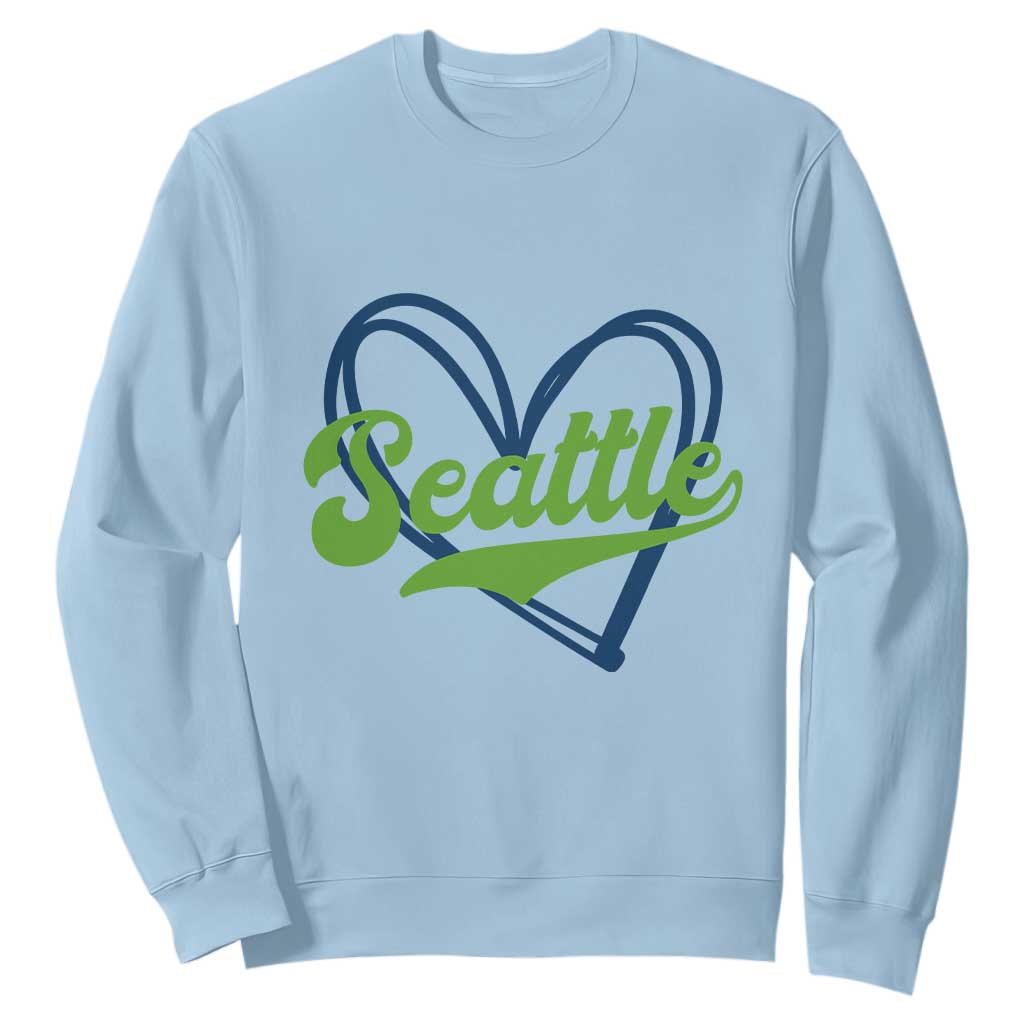 Seattle Heart Blue and Green Game Day Sports Fan Sweatshirt TS02 Light Blue Print Your Wear
