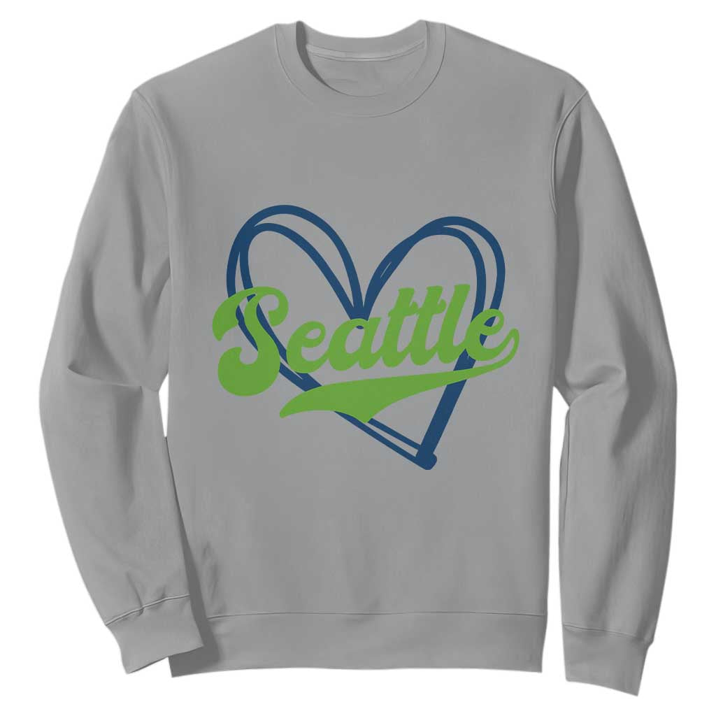 Seattle Heart Blue and Green Game Day Sports Fan Sweatshirt TS02 Sport Gray Print Your Wear