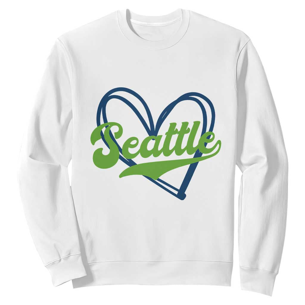 Seattle Heart Blue and Green Game Day Sports Fan Sweatshirt TS02 White Print Your Wear