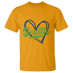 Seattle Heart Blue and Green Game Day Sports Fan T Shirt TS02 Gold Print Your Wear