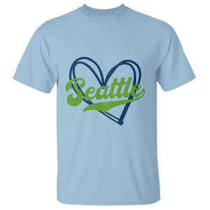 Seattle Heart Blue and Green Game Day Sports Fan T Shirt TS02 Light Blue Print Your Wear