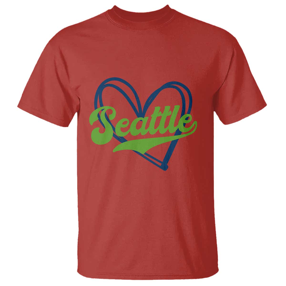 Seattle Heart Blue and Green Game Day Sports Fan T Shirt TS02 Red Print Your Wear