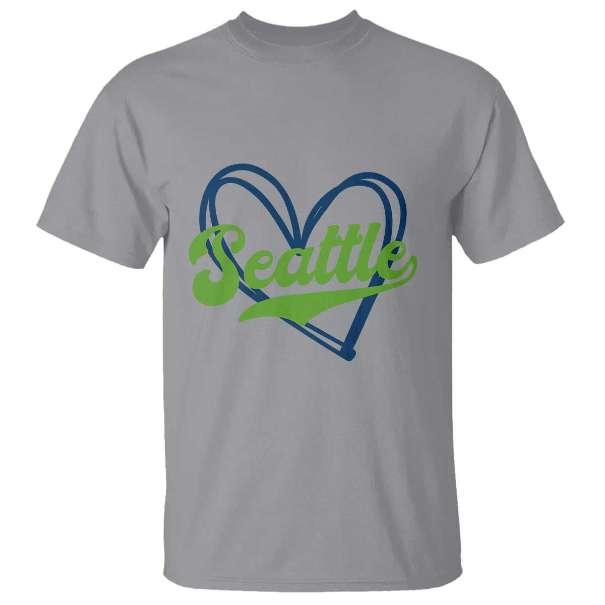 Seattle Heart Blue and Green Game Day Sports Fan T Shirt TS02 Sport Gray Print Your Wear