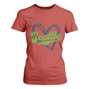 Seattle Heart Blue and Green Game Day Sports Fan T Shirt For Women TS02 Red Print Your Wear
