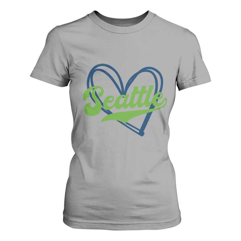 Seattle Heart Blue and Green Game Day Sports Fan T Shirt For Women TS02 Sport Gray Print Your Wear