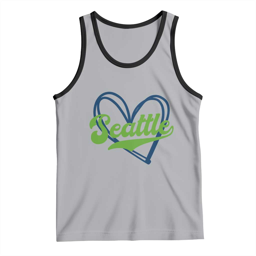 Seattle Heart Blue and Green Game Day Sports Fan Tank Top TS02 Athletic Heather Black Print Your Wear