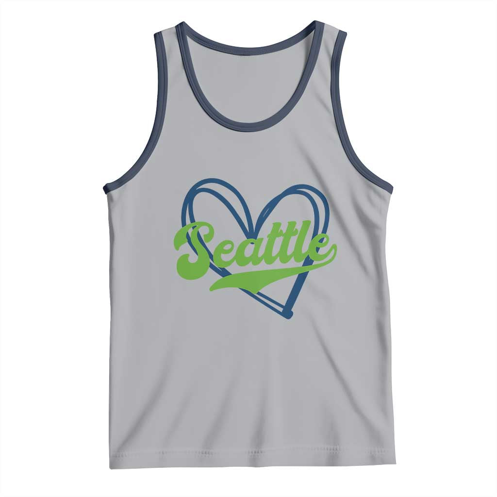 Seattle Heart Blue and Green Game Day Sports Fan Tank Top TS02 Athletic Heather Navy Print Your Wear