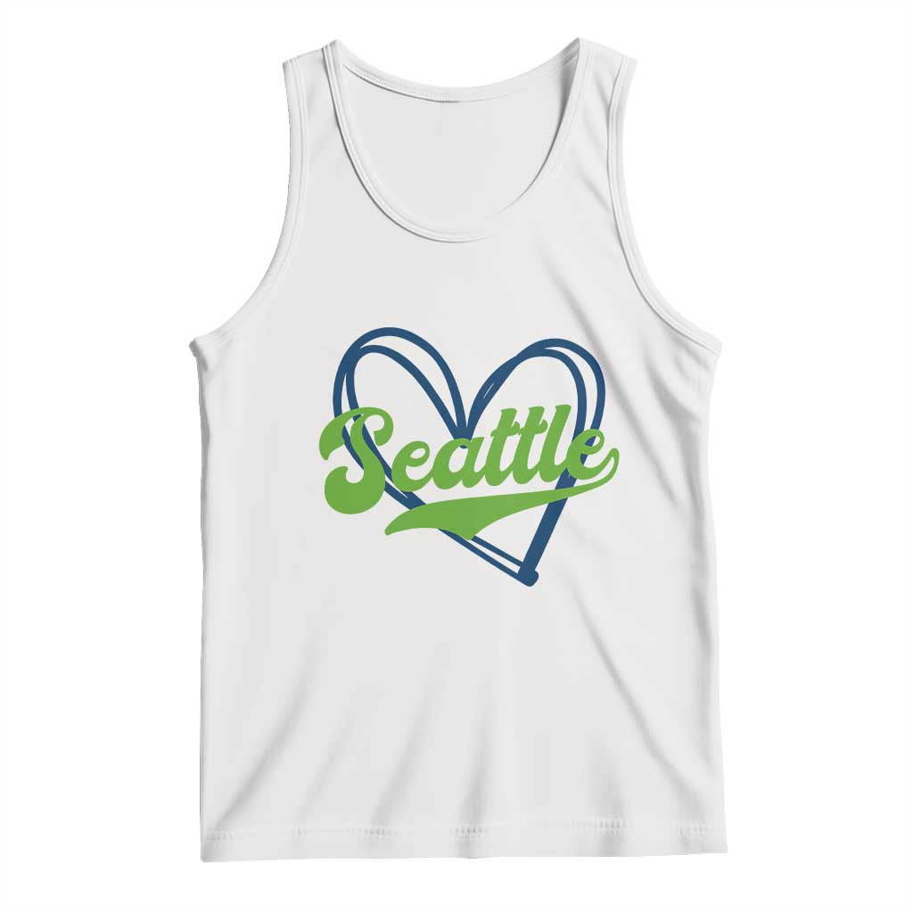 Seattle Heart Blue and Green Game Day Sports Fan Tank Top TS02 White Print Your Wear