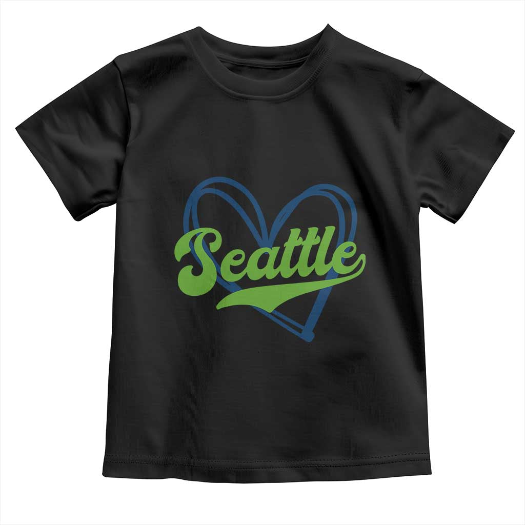 Seattle Heart Blue and Green Game Day Sports Fan Toddler T Shirt TS02 Black Print Your Wear