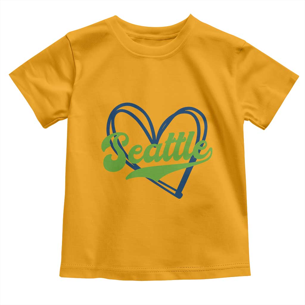 Seattle Heart Blue and Green Game Day Sports Fan Toddler T Shirt TS02 Gold Print Your Wear