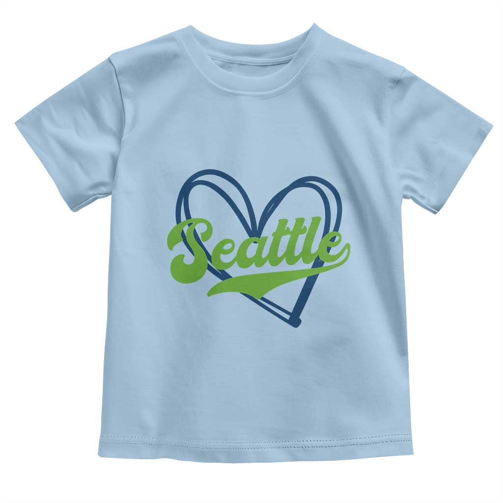 Seattle Heart Blue and Green Game Day Sports Fan Toddler T Shirt TS02 Light Blue Print Your Wear