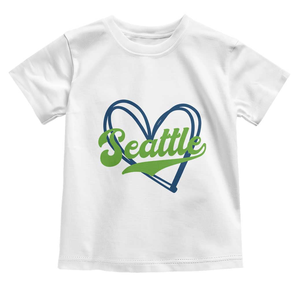 Seattle Heart Blue and Green Game Day Sports Fan Toddler T Shirt TS02 White Print Your Wear