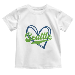Seattle Heart Blue and Green Game Day Sports Fan Toddler T Shirt TS02 White Print Your Wear