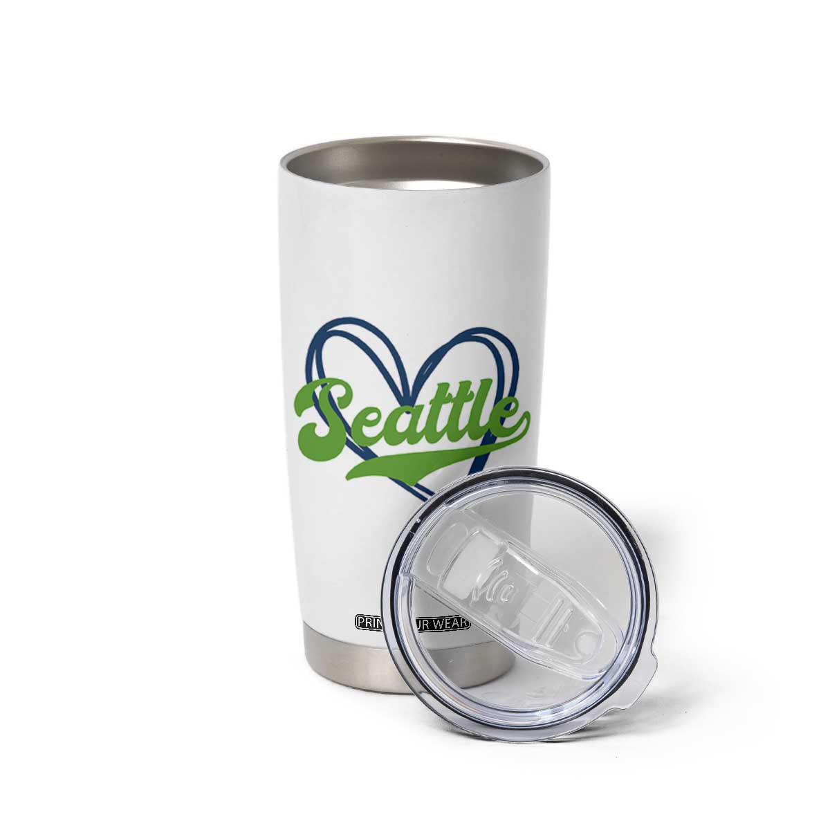 Seattle Heart Blue and Green Game Day Sports Fan Tumbler Cup TS02 Print Your Wear