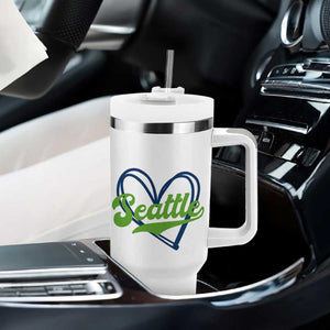 Seattle Heart Blue and Green Game Day Sports Fan Tumbler With Handle TS02 Print Your Wear
