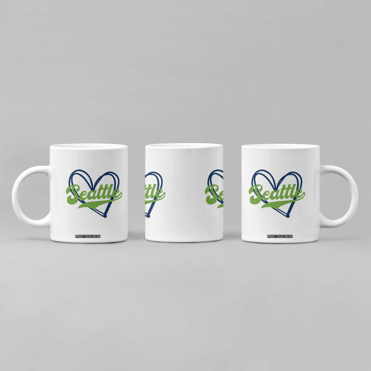 Seattle Heart Blue and Green Game Day Sports Fan Coffee Mug TS02 Print Your Wear