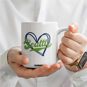 Seattle Heart Blue and Green Game Day Sports Fan Coffee Mug TS02 Print Your Wear